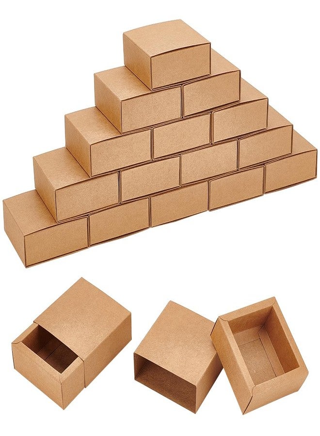 BENECREAT 20 Pack Brown Kraft Paper Drawer Boxes, 3.2x3.2x1.2 Inch Square Kraft Paper Gift Box Cookie Boxes for Wedding Party Gifts, Jewellery Packaging - Image 1